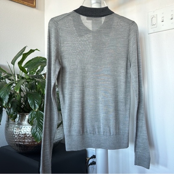 LOFT Ann Taylor Wool Blend Jewel Embellished Collar Top Sweater Sz XS Gray Light - Picture 7 of 9